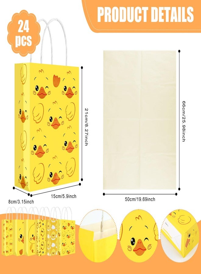 Pinsit 24 PCS Yellow Duck Gift Bag, Duck Party Favors Bags with Handles Tissue Papers, Reusable Paper Yellow Duck Birthday Gift Bag for Baby Shower Birthday Decorations Party Favors Supplies - Image 3